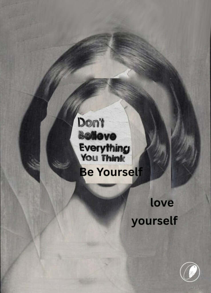 Be Yourself is a digital collage art of story of Identity by Zena Ghossoub