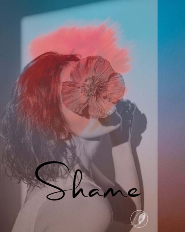 Woman In Love is a digital collage art of a woman in pain and shame, by Zena Ghossoub